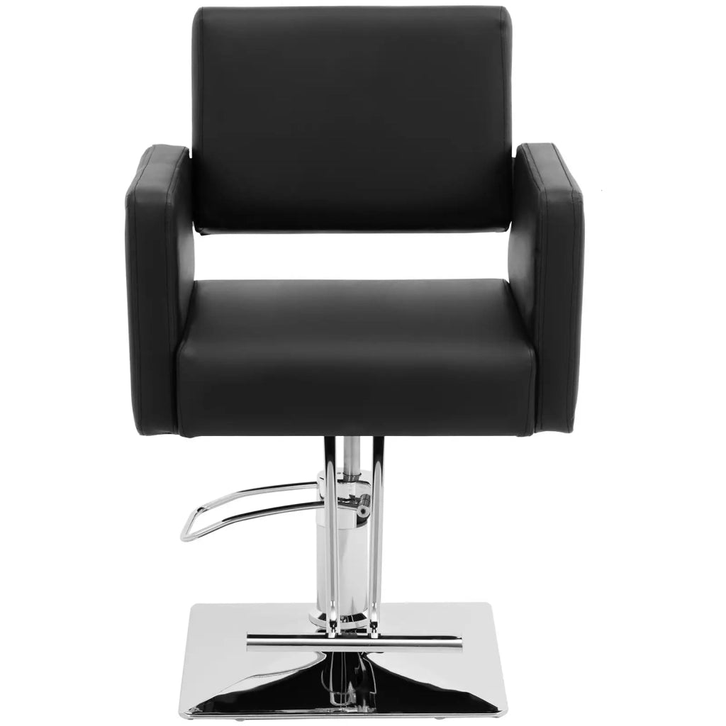 Poltrona da barbiere Carlisle con poggiapiedi altezza seduta 55 cm 150 kg acciaio inox nero compensato PU schiuma nera 14_0008960