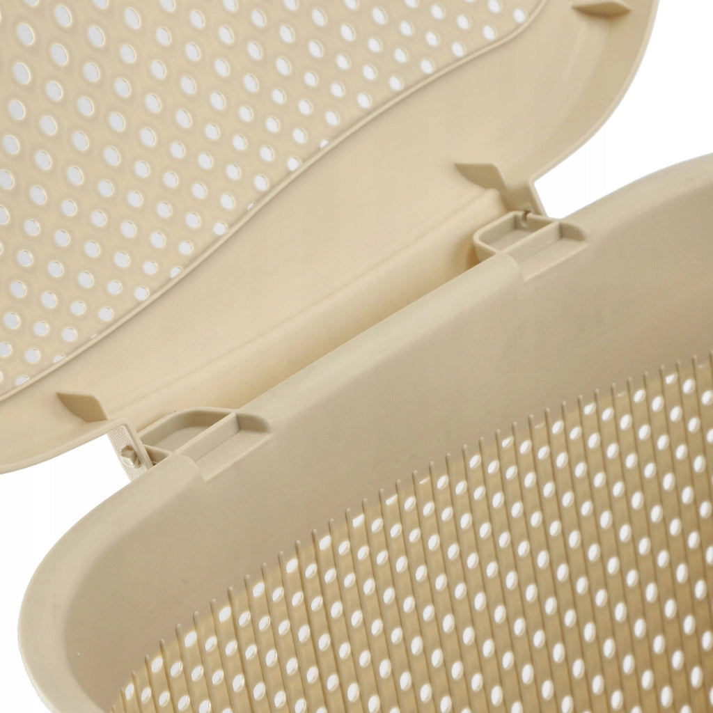 Cesto portabiancheria KADAX con coperchio, contenitore in plastica, 55 litri, beige