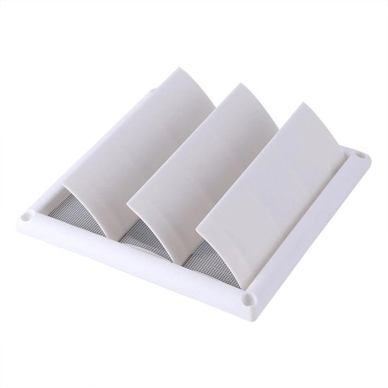 Ventilatore esterno in plastica - Ventilatore esterno bianco - Ventilazione - Valvola di scarico - Reticolo di protezione solare - Diametro interno 5,14 mm - Reticolo di ventilazione