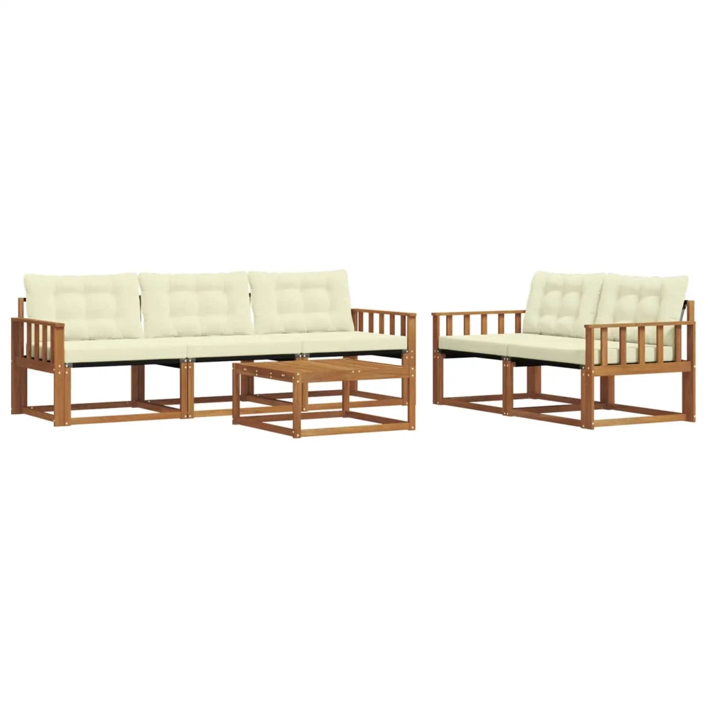 Set di divani da esterno con cuscino 6 pcs Naturale e Crema 3369189