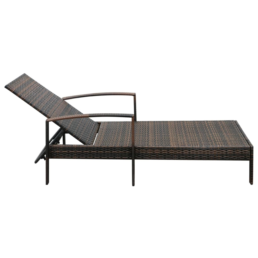 Lettino prendisole sedia a sdraio lettino prendisole letto da giardino mobili da esterno per patio con cuscino resina intrecciata marrone 02_0012518