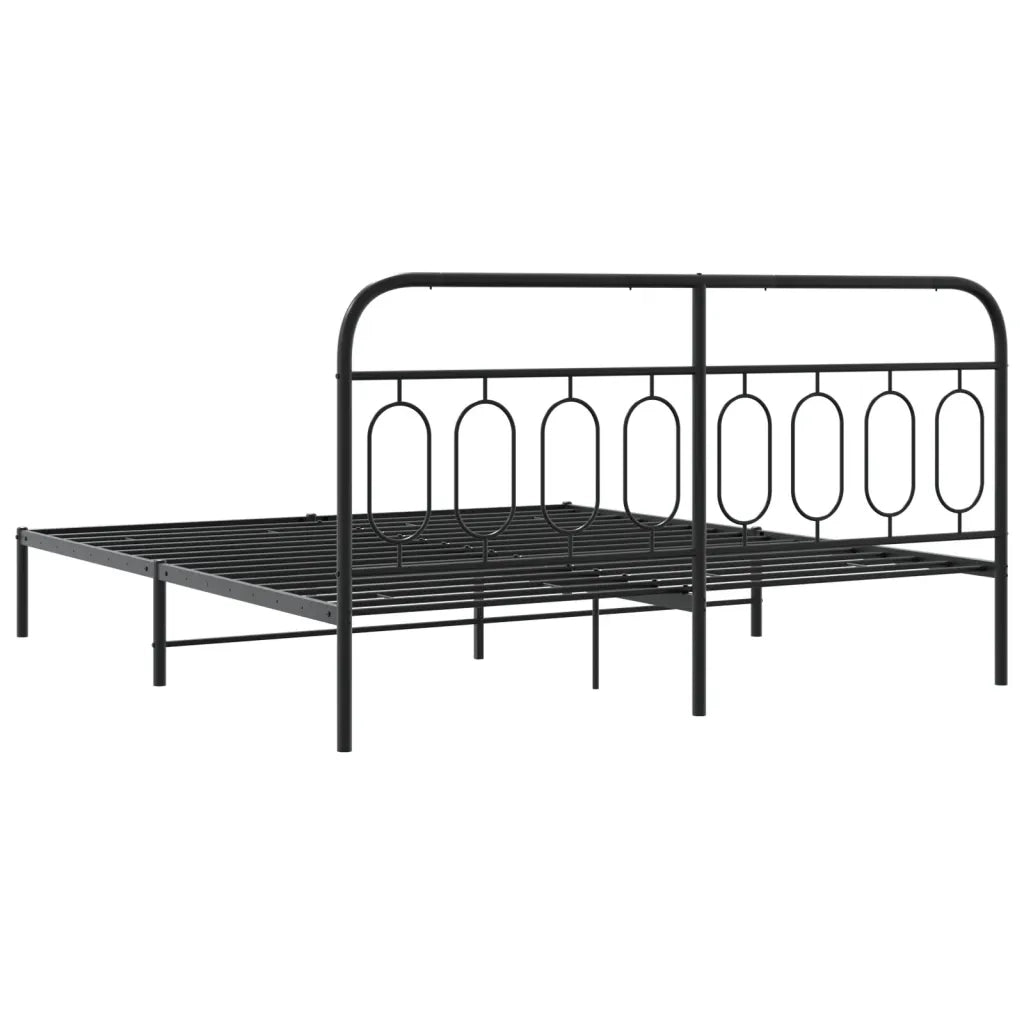 Letto matrimoniale | Letto per adulti | Giroletto con Testiera in Metallo Nero 183x213 cm