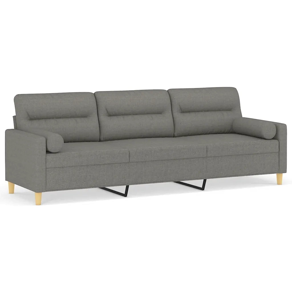 Divano a 3 Posti con Cuscini Grigio Scuro 210 cm in Tessuto 3153000