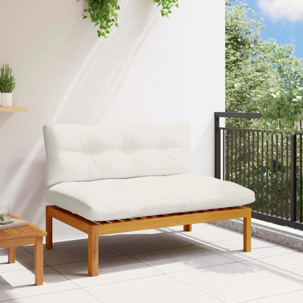 Divano Medio da Giardino-Divano da esterno Naturale e Bianco Crema