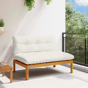 Divano Medio da Giardino-Divano da esterno Naturale e Bianco Crema