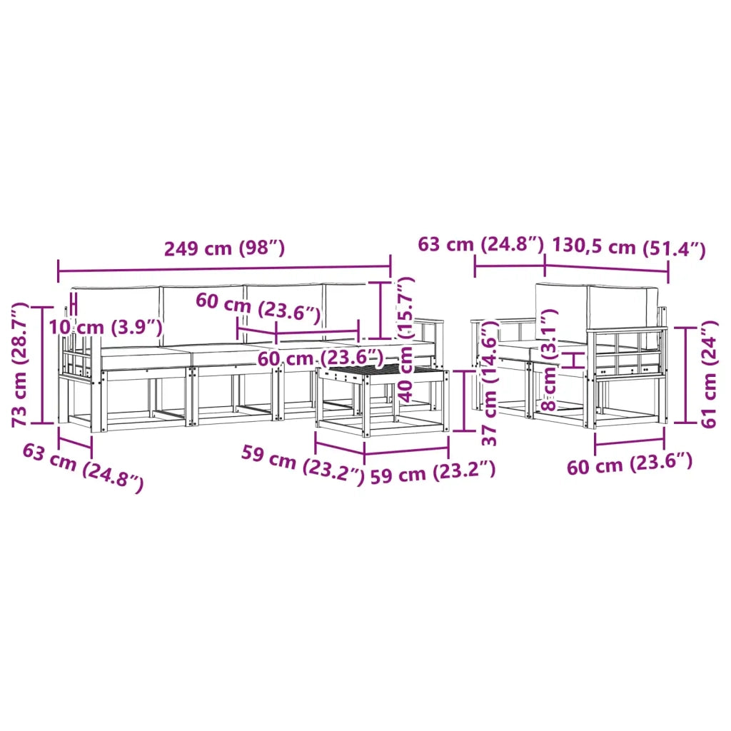 Set di divani da esterno 7 pz Bianco e Beige 3387292