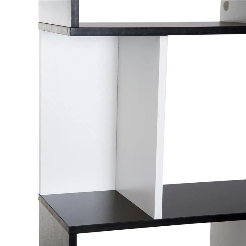 LIBRERIA DA MURO MODERNA 5 RIPIANI 60 X 24 X 184.5 CM IN LEGNO BIANCO E NERO