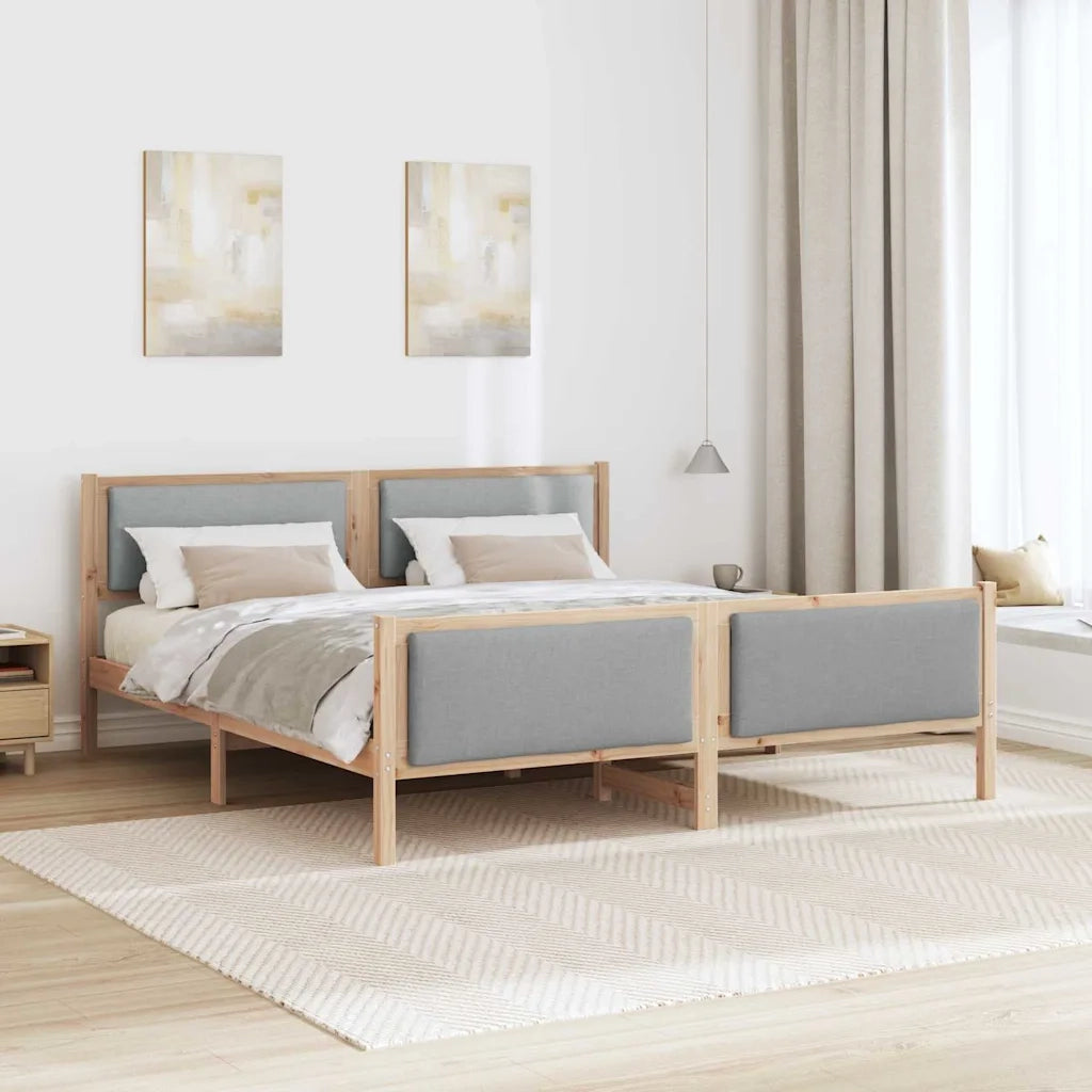 Struttura del letto-Giroletto Grigio chiaro 200 x 200 cm Tessuto 962673