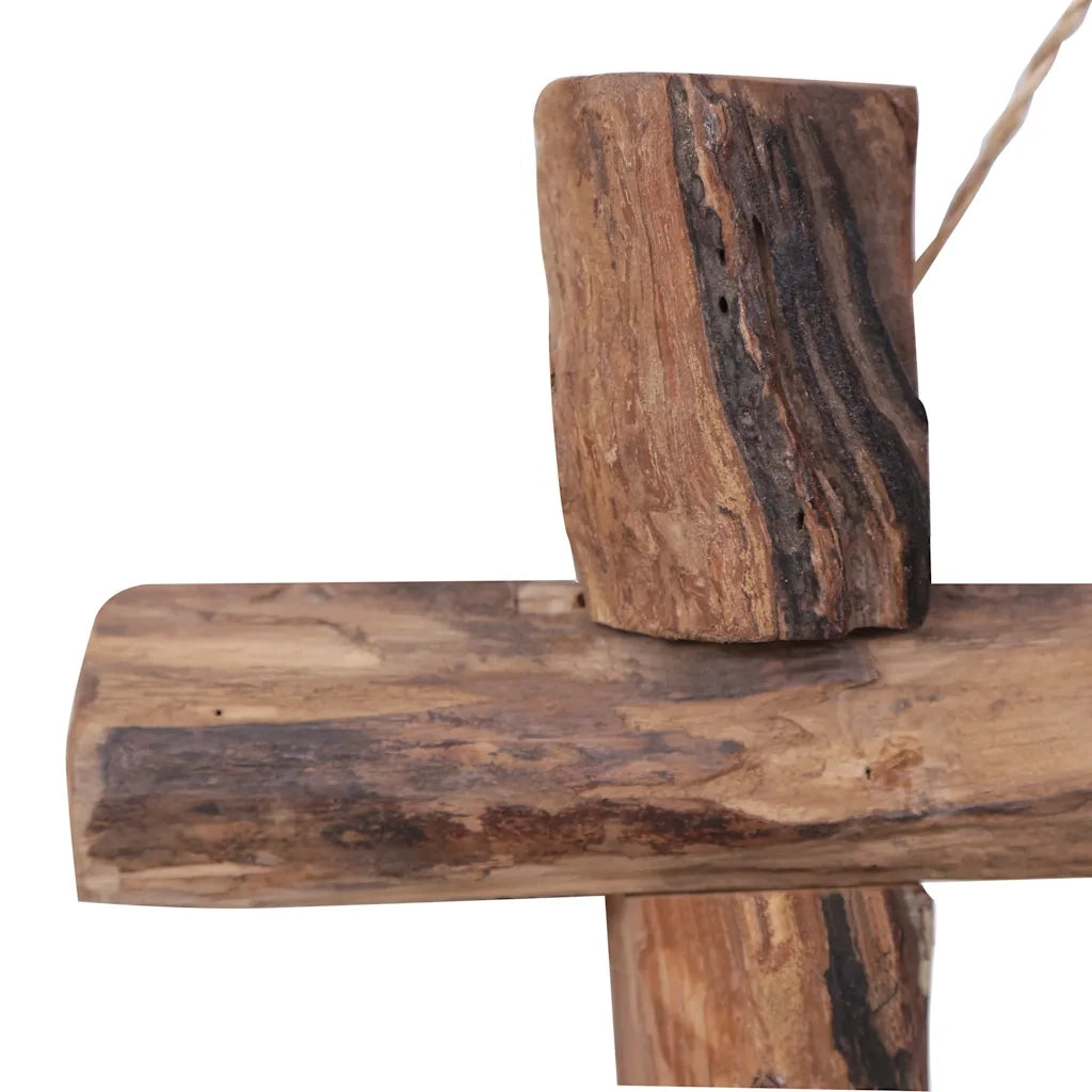 Specchio con Tronchi Naturale 50x50 cm in Teak di Recupero 283933