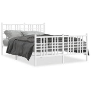 Letto matrimoniale | Letto per adulti | Giroletto con Testiera e Pediera Metallo Bianco 140x190 cm