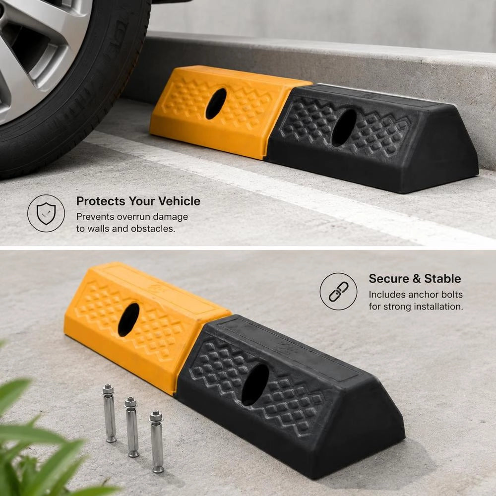 Parking Bumpers, 2 Pieces, Rubber, 49 X 15 X 9 Cm