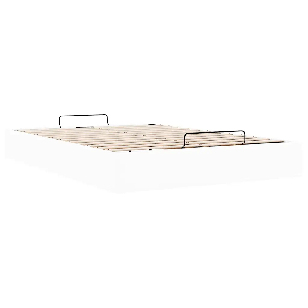 Struttura Letto Pouf con Materasso Bianco 140x190 cm Similpelle