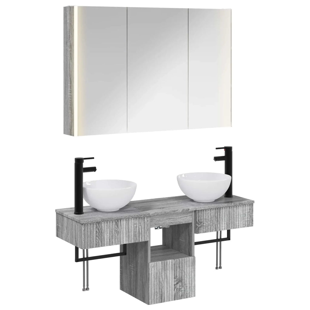 Set di Armadi da Bagno 4 pcs Sonoma grigio 103,5 x 15,5 x 70 cm 3406268