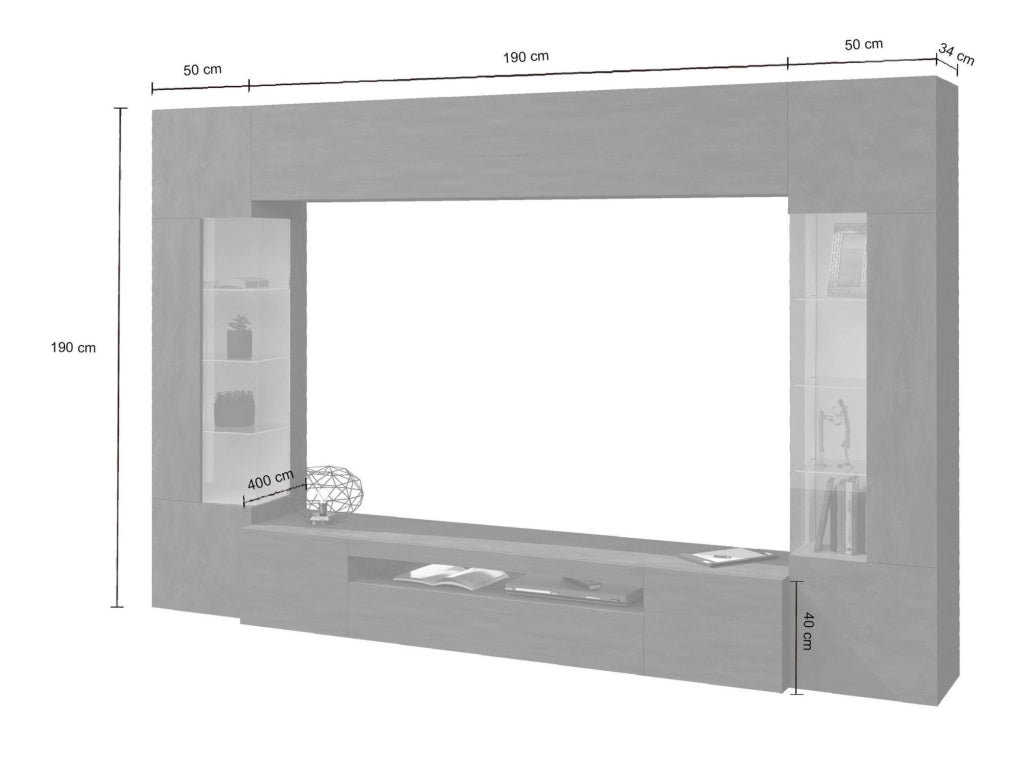 Solopaca, Parete Attrezzata 14 Ripiani, 290x40x190h cm Marrone Rovere