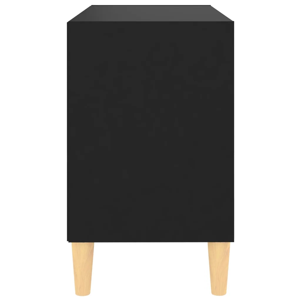 Mobile TV con Gambe in Legno Massello Nero 69,5x30x50 cm 805924