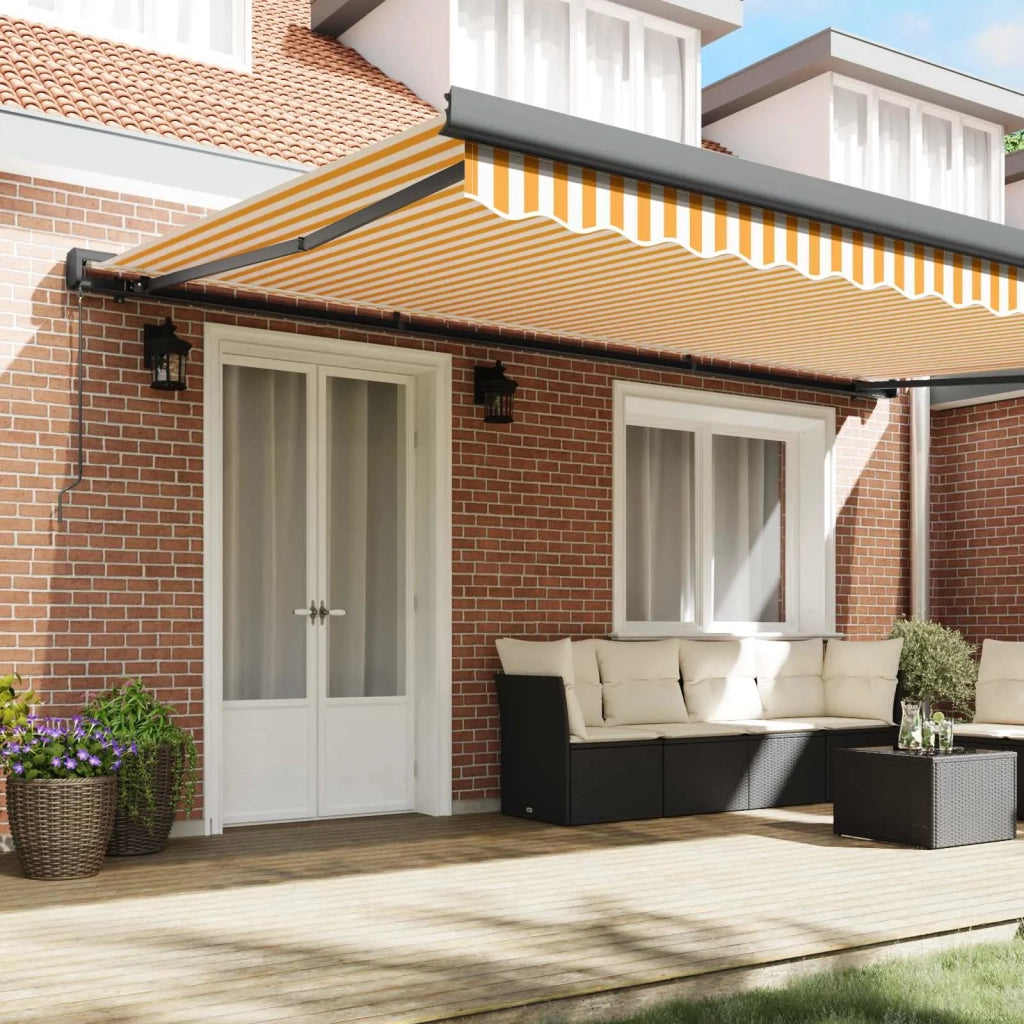 Tenda Sole Retrattile Gialla e Bianca 5x3 m Tessuto e Alluminio 3154560