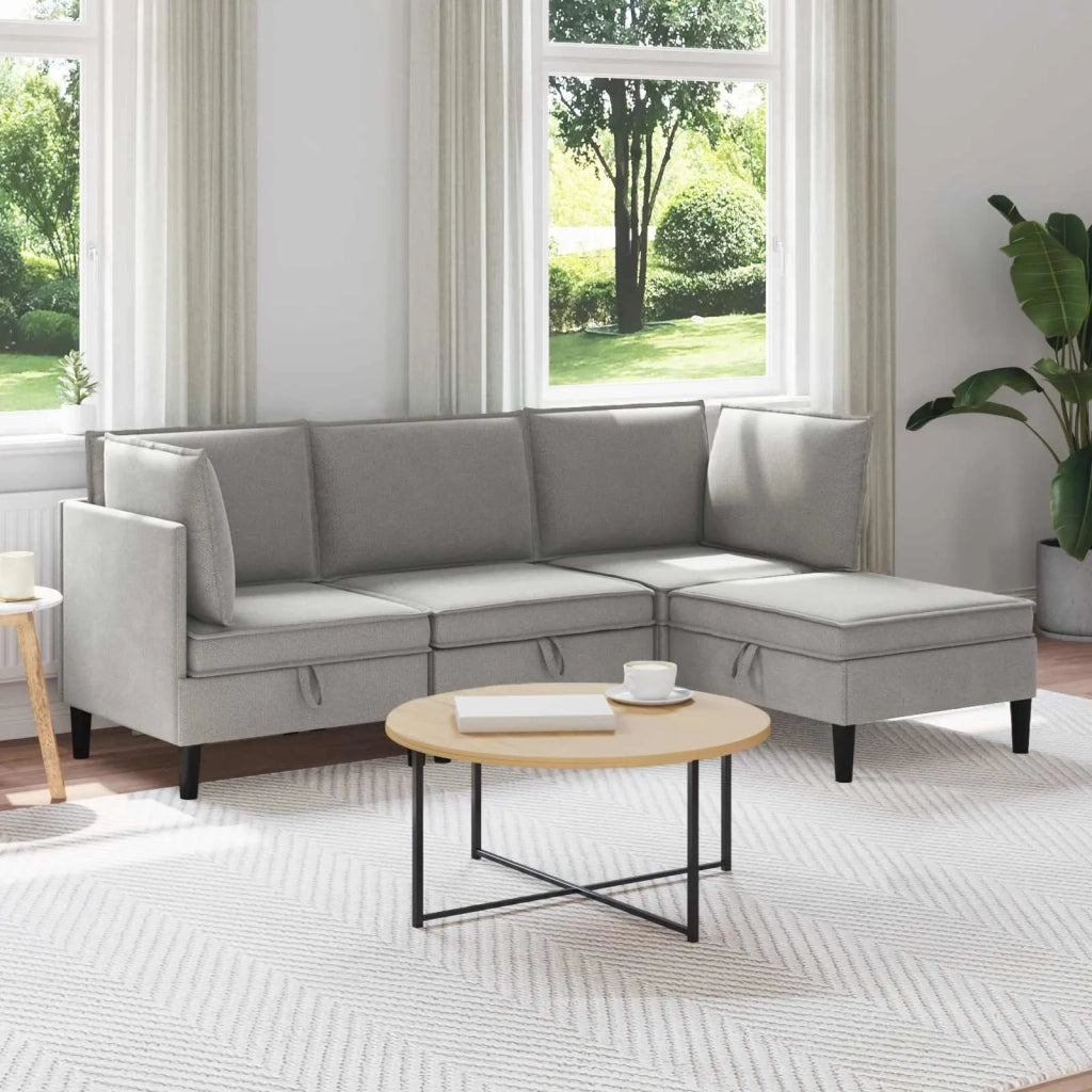 Set di mobili per il soggiorno 4 pcs Grigio chiaro Tessuto