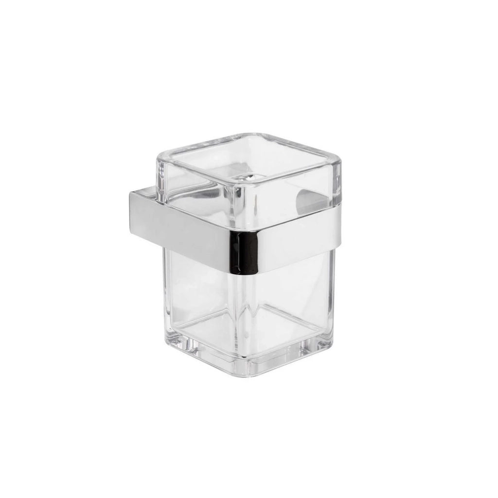 Porta spazzolini da parete Cromo in Acciaio cromato  SAN e ABS Mod. 25 Cromo