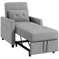 Poltrona Letto Reclinabile con Cuscino Extra 69x82x85cm Grigio Chiaro