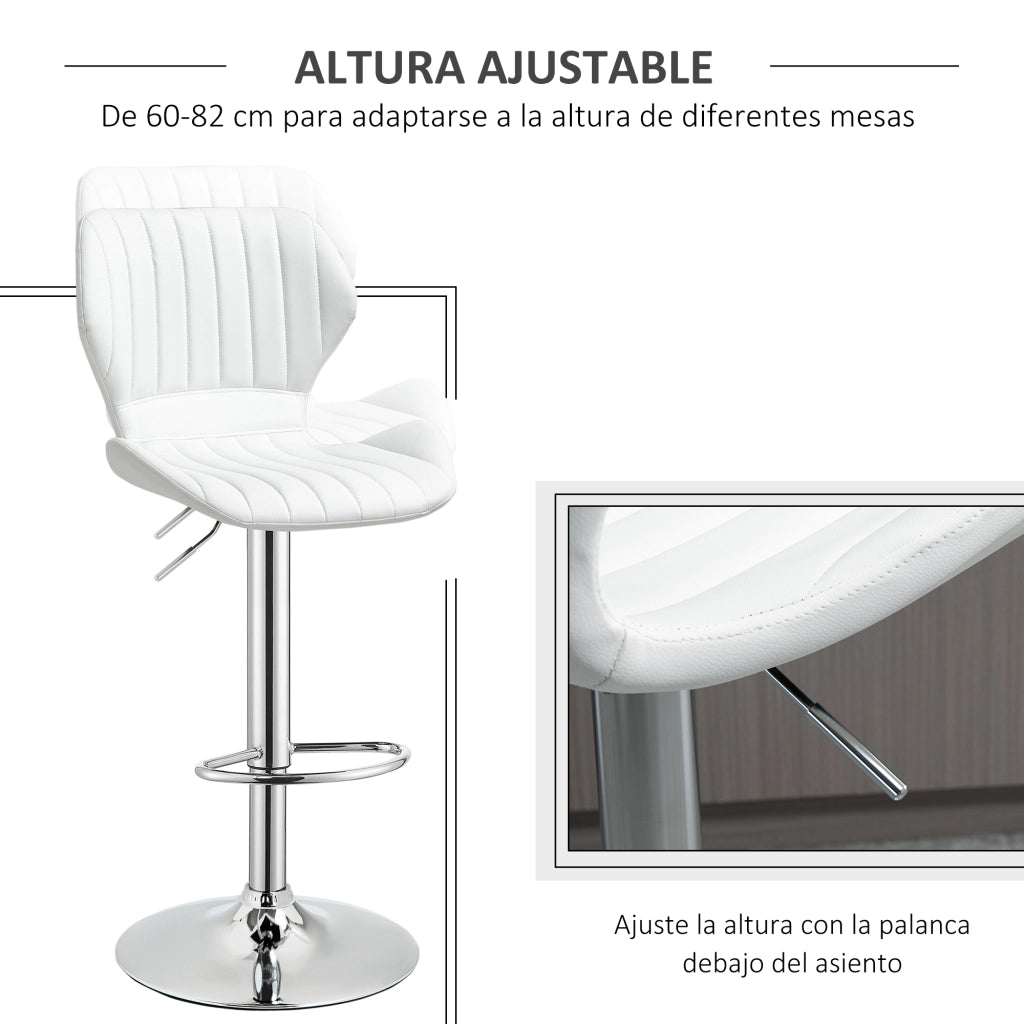 Sgabelli da Cucina Altos con Schienale e Struttura in Metallo ¨C Zephmum ¨C Bianco 47x51,5x92-114 cm