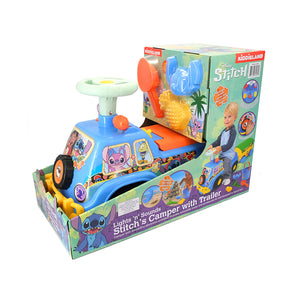 Camioncino con Rimorchio per Bambini Ride-On Disney Stitch e Accessori da Spiaggia Azzurro