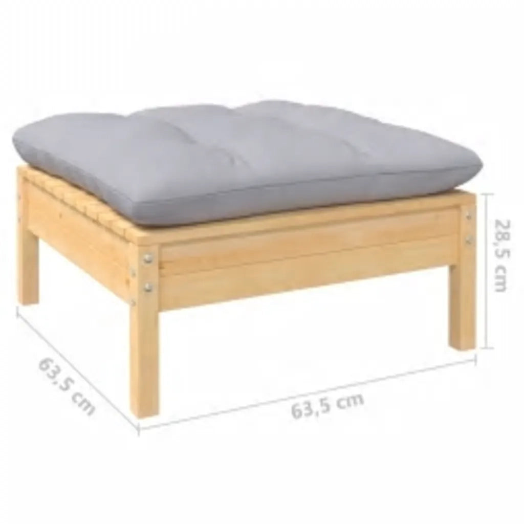 Set Divani da Giardino 4 pz con Cuscini Grigi Massello di Pino cod mxl 71874