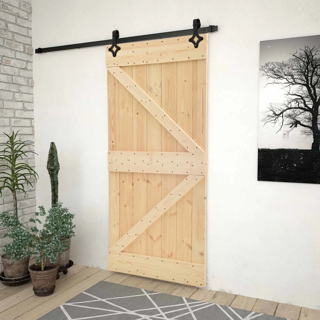 Porta scorrevole Naturale e Nero 80 x 210 cm