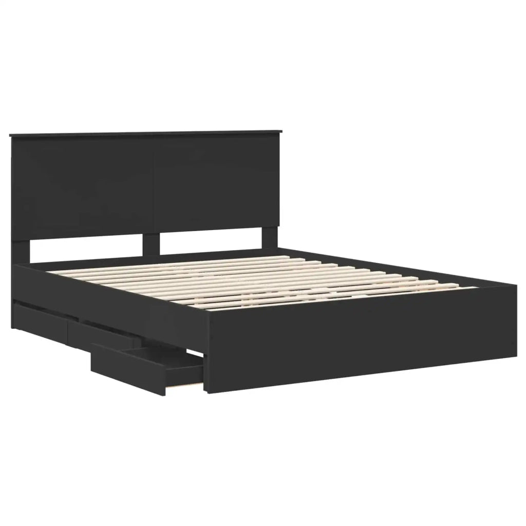 Struttura del letto-Giroletto Nero 160 x 200 cm Legno Ingegnerizzato 700032