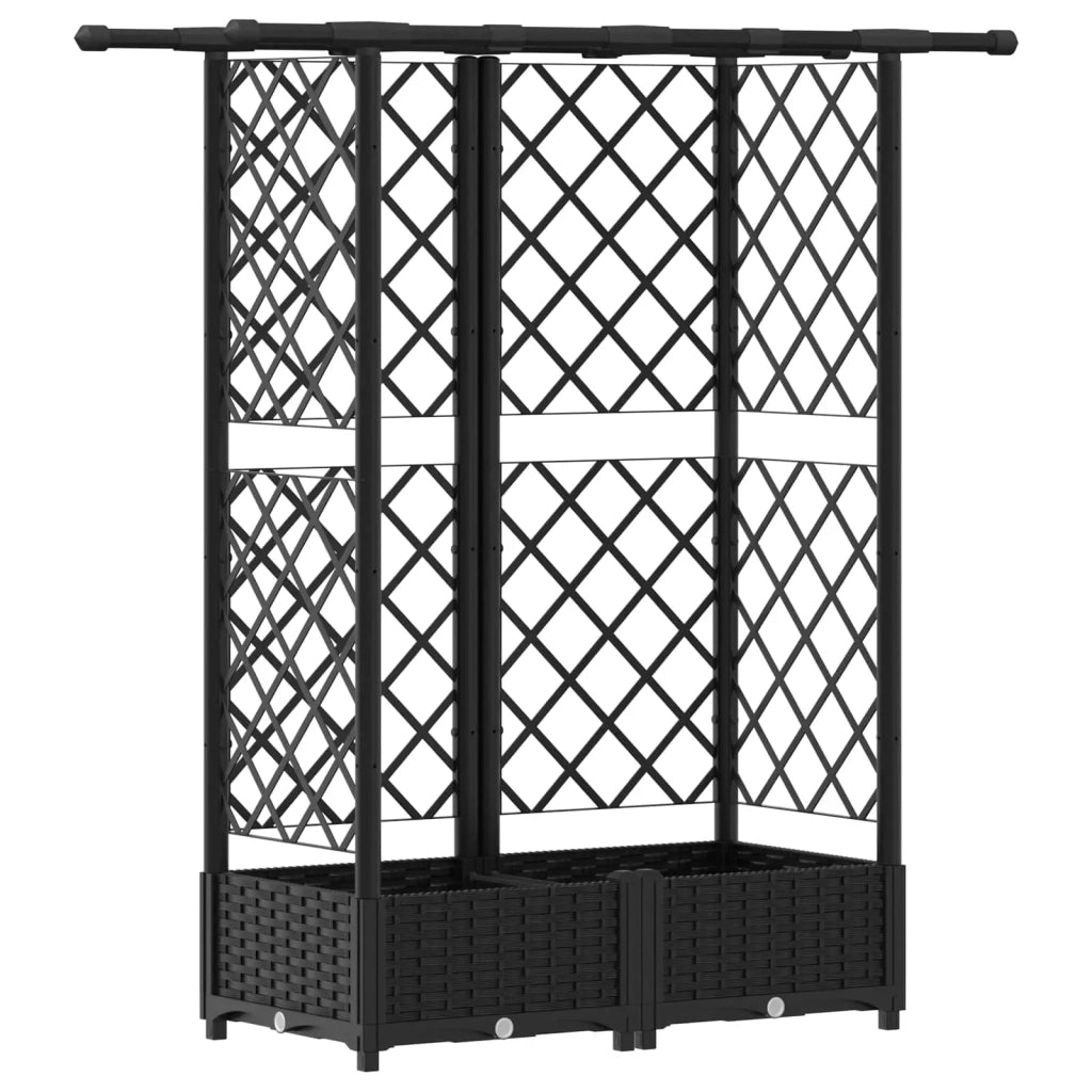 Letto Rialzato con Griglia e Tetto Nero 124 x 40 x 123 cm PP 42032545