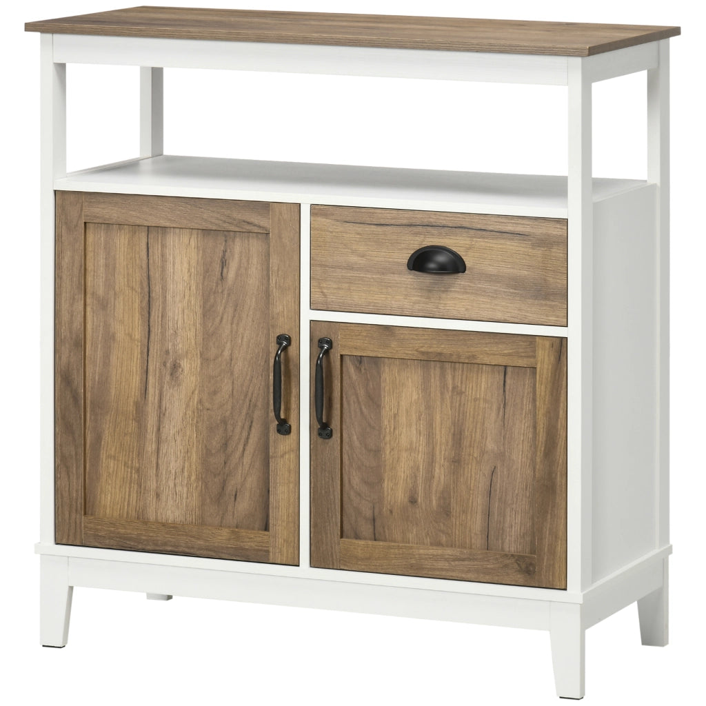 Mobile Cucina Stile Rustico con Armadietti e Cassetto, 76.6x 35x 81.5cm, Bianco e Marrone