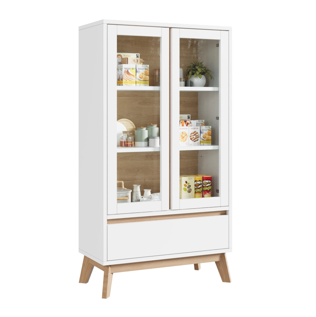 Mobile da Cucina con Ripiani Regolabili, Bianco e Effetto Legno, 80x40x150 cm