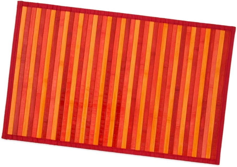 Tappeto Bamboo Legno 40x65 cm Stuoia Cucina Degradè Tovaglietta Colazione Retro Antiscivolo Rosso