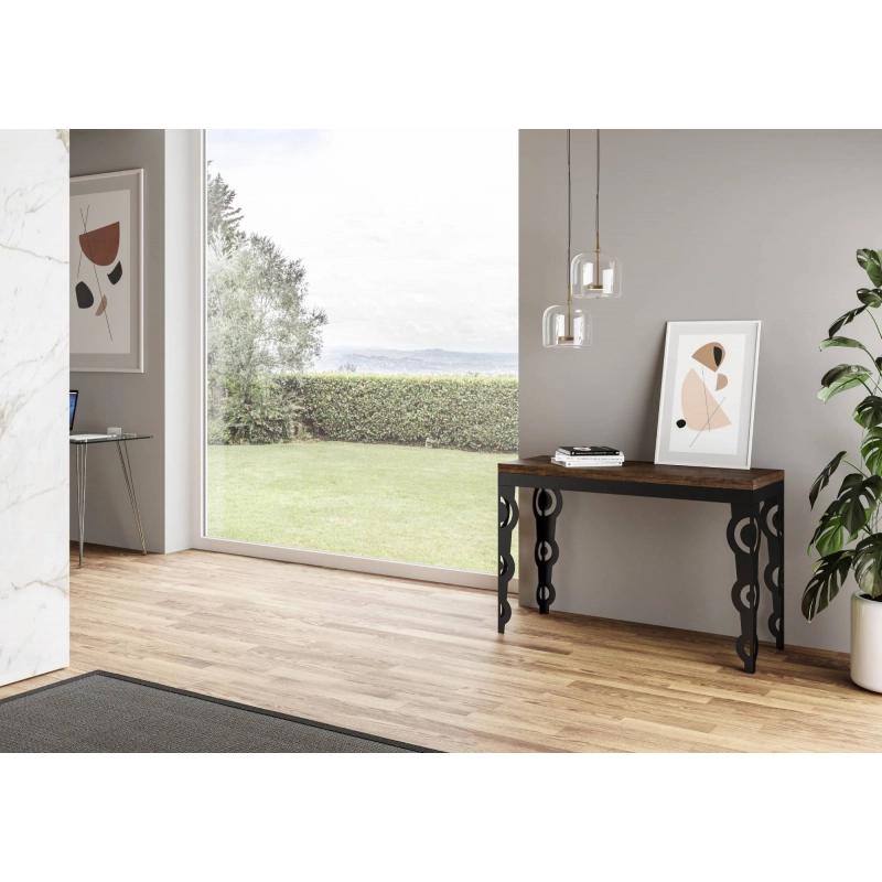 Tavolo apribile 120x45/90 cm Karamay Double telaio Antracite - Noce