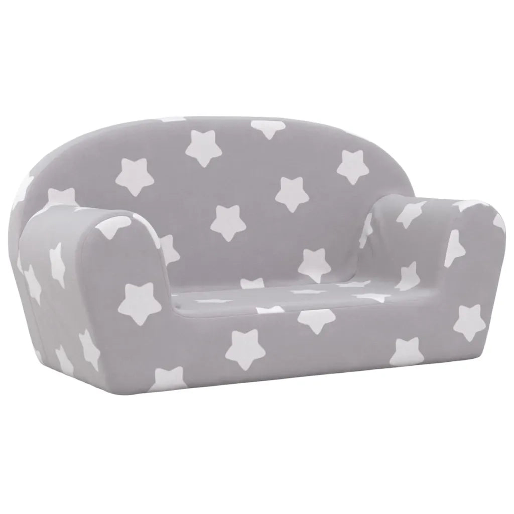 Divano Bambini 2 Posti-Sofa 2 Posti-Divanetto Grigio Chiaro con Stelle Morbido Peluche 617458