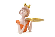 Decorazione Casa in Resina Vestito Arancio con Piatto 30 cm