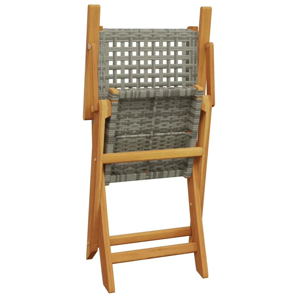 Set da Bistrot 3 pz | Set Salotto da Giardino Grigio in Polyrattan e Legno Massello
