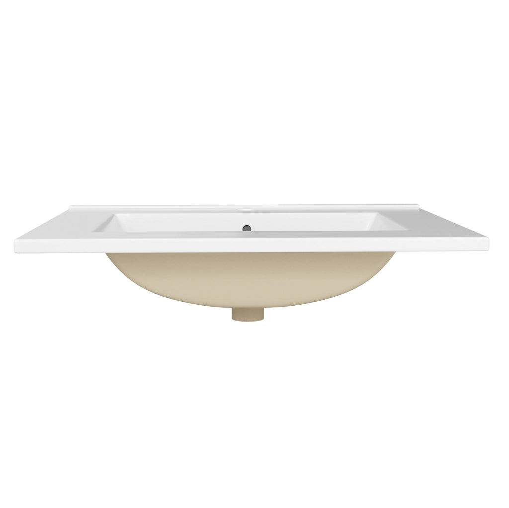 Mobile bagno freestanding 61 cm in MDF e ceramica; verde lucido; con lavabo e 2 cassetti