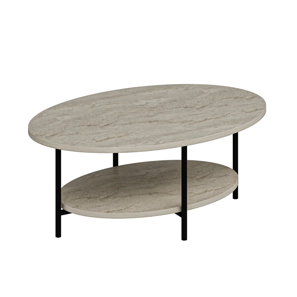 Tavolino in legno "Elis" - 90 x 60 x 36 cm - Travertino