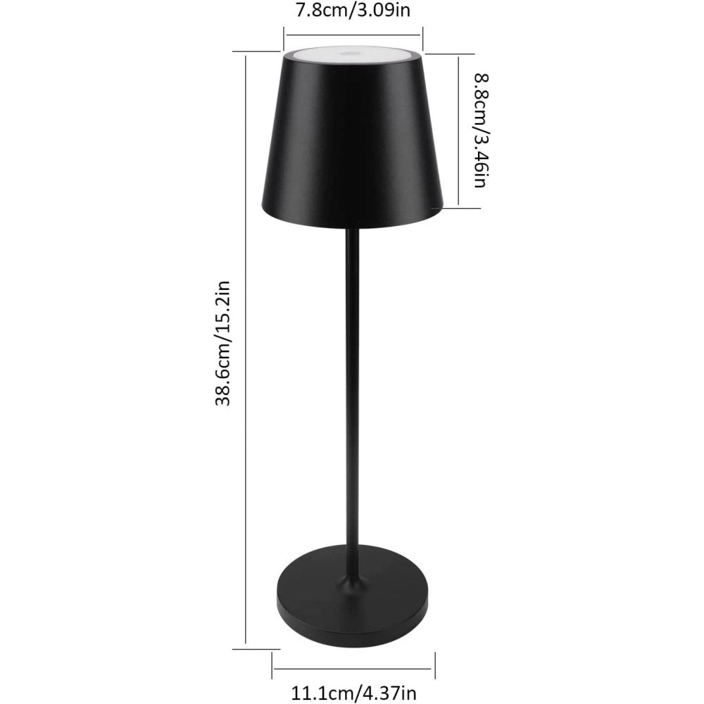 Trade Shop - Lampada Da Tavolo A Led Con Batteria Ricaricabile Touch Dimmerabile 3 Colori Bar - Nero
