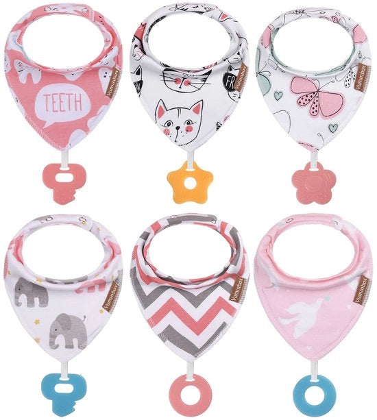 Set di fasce per la testa per bambine in treccia in 100% cotone biologico, superassorbente e morbido, con accessori per giocare, set di 6 pezzi.