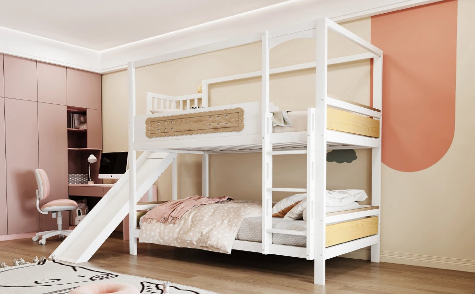 Letto a castello funzione scivolo legno 90x200 cm