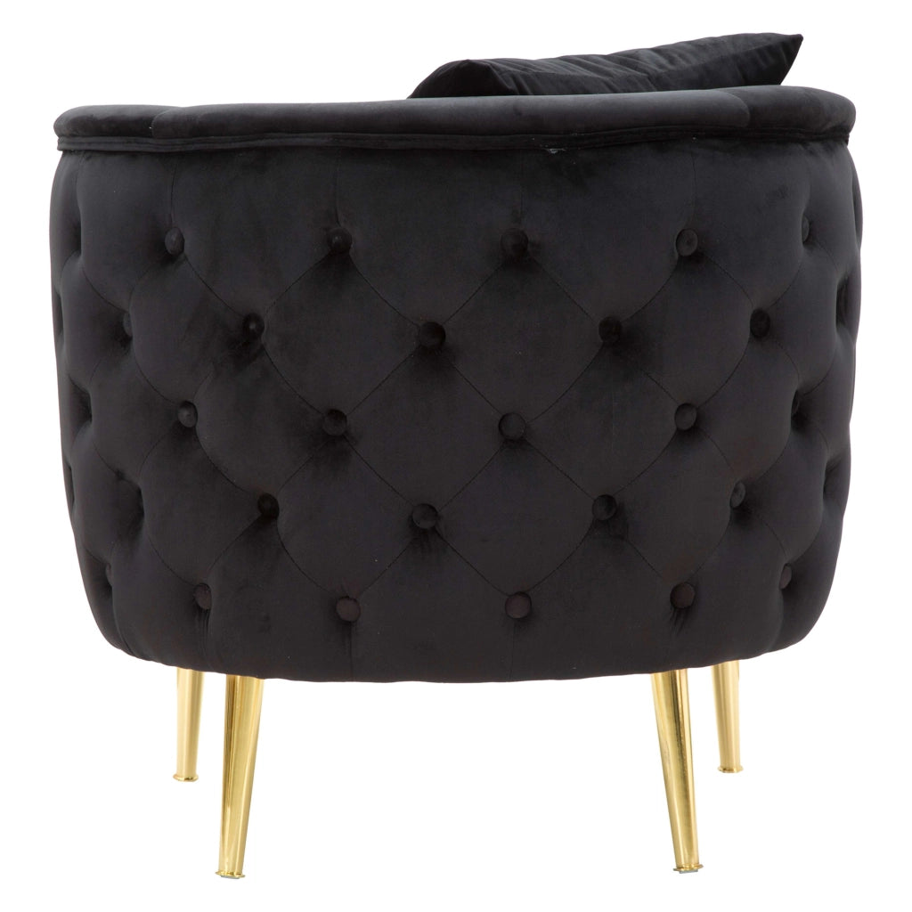 Poltroncina StIves, Poltrona Rivestimento in Velluto, 76x74x71h cm Nero