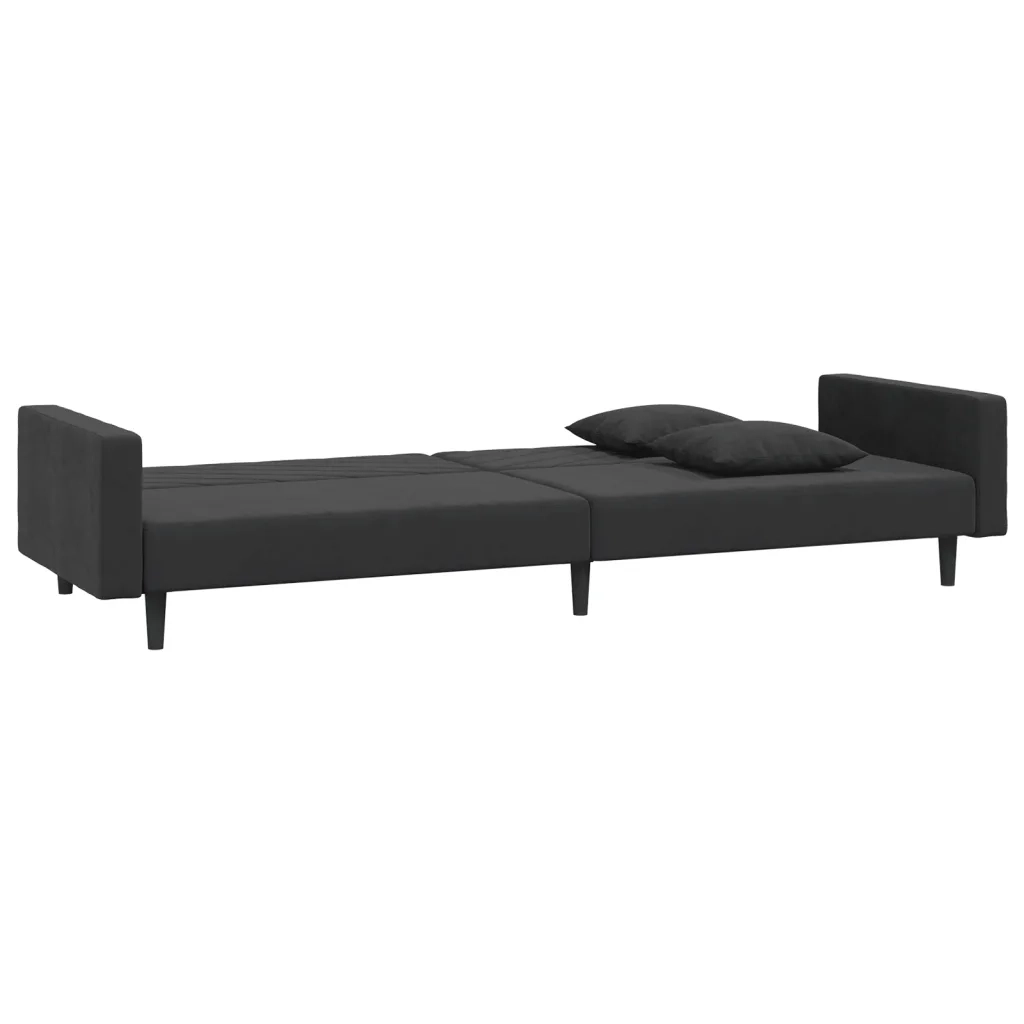 Divano letto | Sof¨¤ letto | Letto singolo a 2 Posti con 2 Cuscini Nero in Velluto