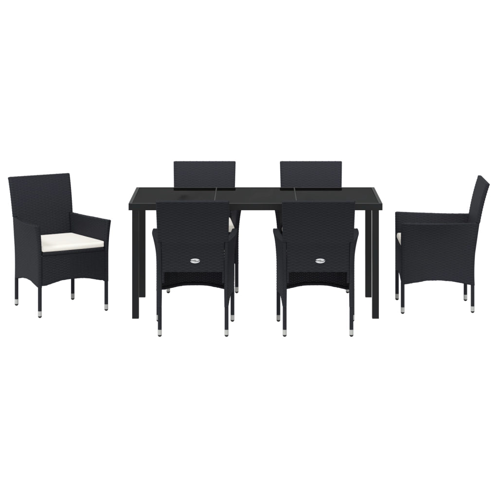 Set di Mobili da Giardino 7 Pezzi Nero Polyrattan