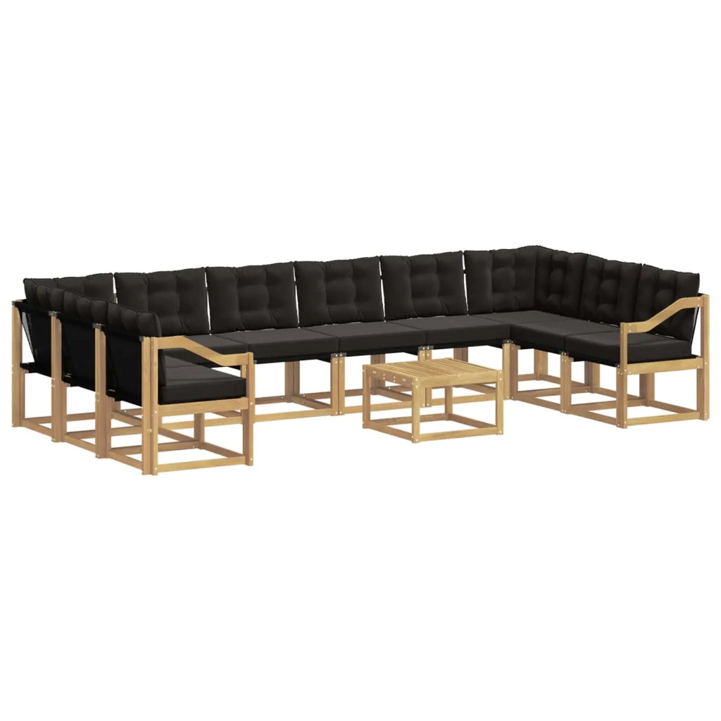 Set di divani da esterno 11 pz Bianco e Nero 3389942