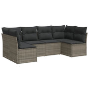 Set Divano da Giardino 6 pz | Set Salotto da Giardino con Cuscini Grigio in Polyrattan
