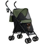 Passeggino per Cani 76x44x103 cm con 2 Finestre a Rete Nero e Verde Scuro