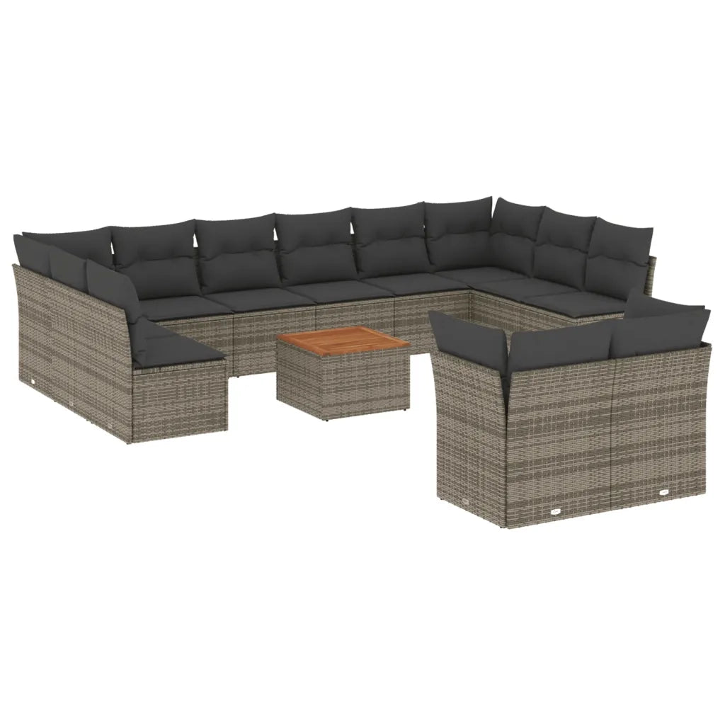 Set Divani da Giardino 13 pz con Cuscini Grigio in Polyrattan 3223918