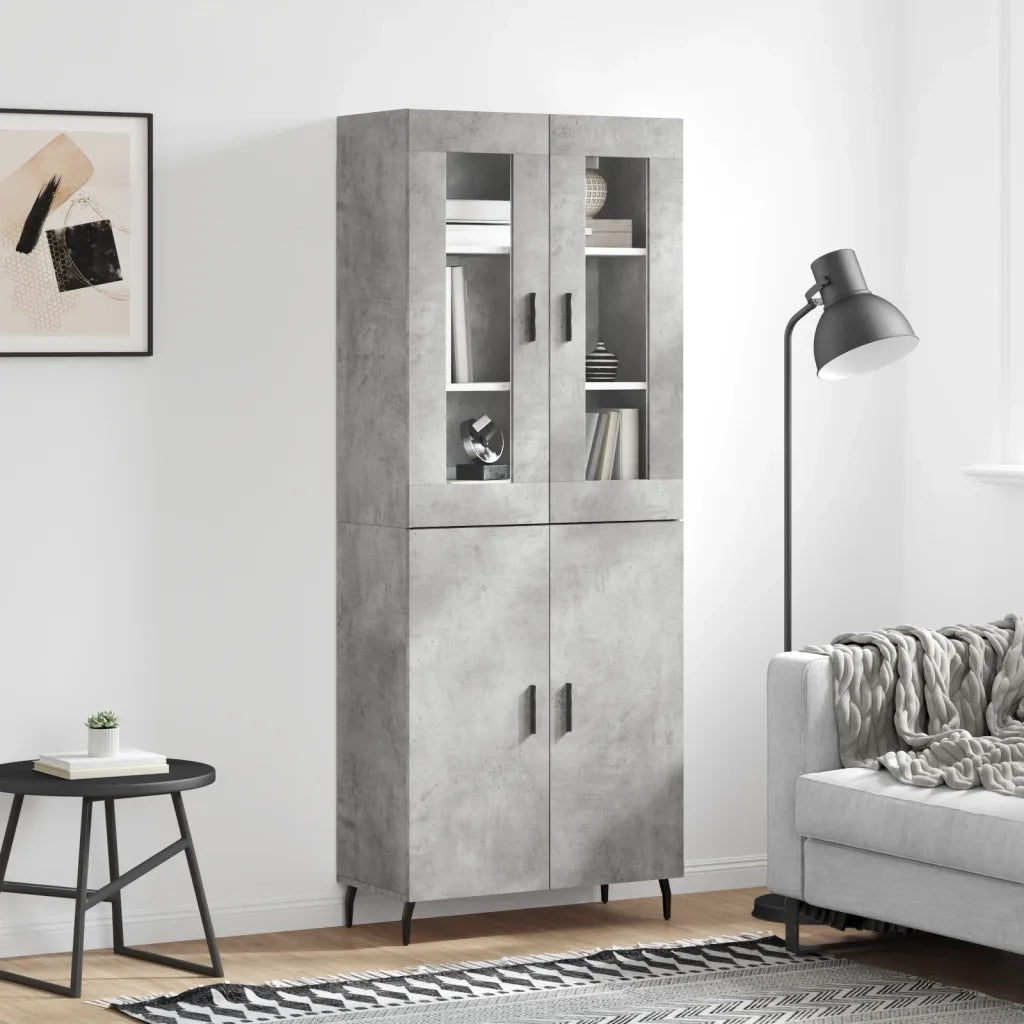 vidaXL Credenza Grigio Cemento 69,5x34x180 cm in Legno Multistrato
