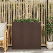 Letto Rialzato da Giardino con 4 Vasi-Vaso Elevata-Contenitore per Piant in Polyrattan Marrone